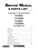 Casio TV-600C Operation, Service Manual & Parts List preview