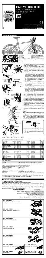 Preview for 1 page of Cateye TOMO XC Manual