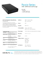 Preview for 1 page of Cavalry Passio CAXH3701T0 Specifications