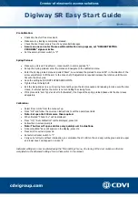 Preview for 2 page of CDVI Digiway SR Easy Start Manual