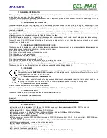 Предварительный просмотр 4 страницы CEL-MAR ADA-14110 User Manual