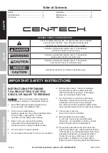 Preview for 2 page of CEN-TECH 61945 Owner'S Manual & Safety Instructions