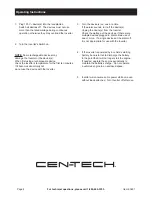 Предварительный просмотр 8 страницы Centech 60601 Owner'S Manual & Safety Instructions