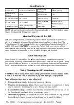 Preview for 2 page of Central Hydraulics 94835 Assembly And Operation Instructions Manual