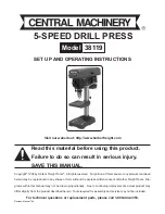 Central Machinery 38119 Set Up And Operating Instructions Manual preview