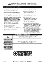 Preview for 2 page of Central Machinery 57880 Owner'S Manual & Safety Instructions