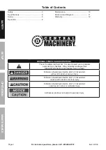 Preview for 2 page of Central Machinery 60769 Owner'S Manual & Safety Instructions