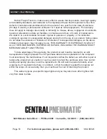 Preview for 18 page of Central Pneumatic 68023 Set Up And Operating Instructions Manual