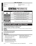 Предварительный просмотр 2 страницы Central Pneumatic 98895 Owner'S Manual & Safety Instructions