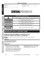 Preview for 2 page of CentralPneumatic 91753 Owner'S Manual & Safety Instructions