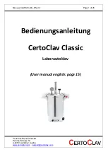 Предварительный просмотр 1 страницы CertoClav Classic User Manual