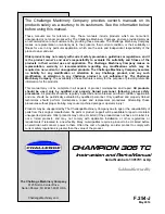 Preview for 1 page of Challenge CHAMPION 305 TC Instructions And Parts Manual