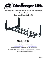 Challenger Lifts 4030EAX Installation, Operation & Maintenance Manual preview