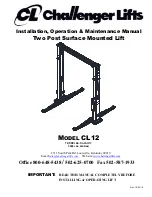 Challenger Lifts CL12 Series Installation, Operation & Maintenance Manual preview