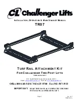 Предварительный просмотр 1 страницы Challenger Lifts Turf Rail TR07 Installation, Operation & Maintenance Manual