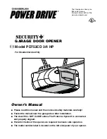 Preview for 1 page of Chamberlain Power Drive Security+ PD752CD Owner'S Manual