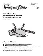 Chamberlain Whisper Drive Security+ HD800D Owner'S Manual preview