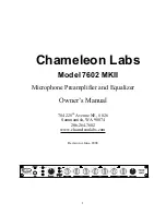 Preview for 1 page of Chameleon Labs 7602 MKII Owner'S Manual