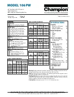 Preview for 6 page of Champion 106 PW Specifications