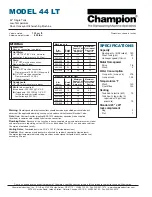 Preview for 5 page of Champion 44 LT Specifications