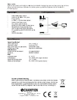 Preview for 5 page of Champion CH2020 User Manual