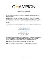 Preview for 3 page of Champion Elevate Operating Instructions And Service Manual