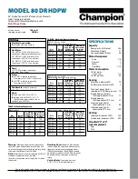 Preview for 5 page of Champion Model 80 DRHDPW Specifications