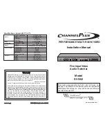 Preview for 1 page of Channel Plus SVS-52 Installation Manual