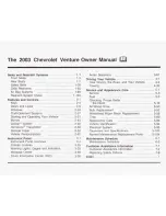 Предварительный просмотр 2 страницы Chevrolet 2003 Venture Owner'S Manual