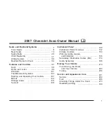 Предварительный просмотр 1 страницы Chevrolet Aveo 2007 Owner'S Manual