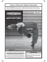 Предварительный просмотр 1 страницы Chicago Electric 1/2" variable Speed Reversible HEAVY DUTY DRILL 69452 Owner'S Manual & Safety Instructions