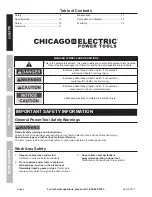 Preview for 2 page of Chicago Electric 60713 Owner'S Manual And Safety Instructions