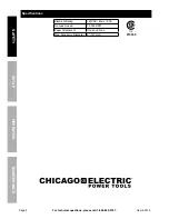 Preview for 8 page of Chicago Electric 62216 Owner'S Manual And Safety Instructions