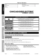 Предварительный просмотр 2 страницы Chicago Electric 62420 Owner'S Manual & Safety Instructions