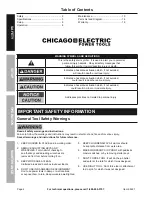 Preview for 2 page of Chicago Electric 68221 Owner'S Manual & Safety Instructions