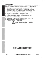 Предварительный просмотр 8 страницы Chicago Electric 69231 Owner'S Manual & Safety Instructions