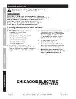 Предварительный просмотр 12 страницы Chicago Electric 69702 Owner'S Manual & Safety Instructions