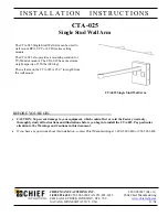 Preview for 1 page of CHIEF Single Stud Wall Arm CTA-025 Installation Instructions Manual