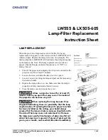 Предварительный просмотр 1 страницы Christie LW555 Lamp-Filter Replacement Instruction Sheet