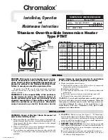 Предварительный просмотр 1 страницы Chromalox PTHT-101 Installation, Operating And Maintenance Instructions