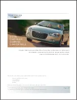 Preview for 1 page of Chrysler Sebring Convertible 2006 Features & Specifications