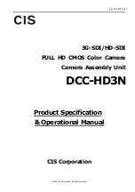 Предварительный просмотр 1 страницы CIS DCC-HD3N Product Specification & Operational Manual