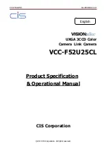 Preview for 1 page of CIS VISION:elite VCC-F52U25CL Product Specification & Operational Manual