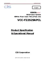 Preview for 1 page of CIS VISION:mini VCC-F22S29APCL Product Specification & Operational Manual