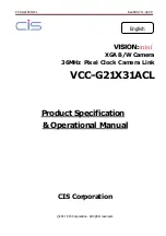 Предварительный просмотр 1 страницы CIS VISION:mini VCC-G21X31ACL Product Specification & Operational Manual