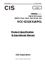 CIS Vision:mini VCC-G21X31APCL Product Specification & Operational Manual preview