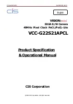 Preview for 1 page of CIS VISION:mini VCC-G22S21APCL Product Specification & Operational Manual