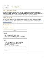 Предварительный просмотр 1 страницы Cisco MERAKI MR42 Installation Manual