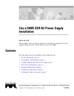 Preview for 1 page of Cisco 10005 Installation Manual