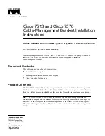 Cisco Cable Mgmt Bracket Cisco 7513/7576 Installation Instructions Manual предпросмотр